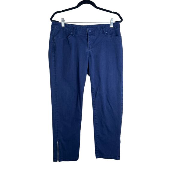 Norma Kamali Women’s Navy Blue Casual Denim Ankle Zipper Pants Size 8 - Picture 1 of 11